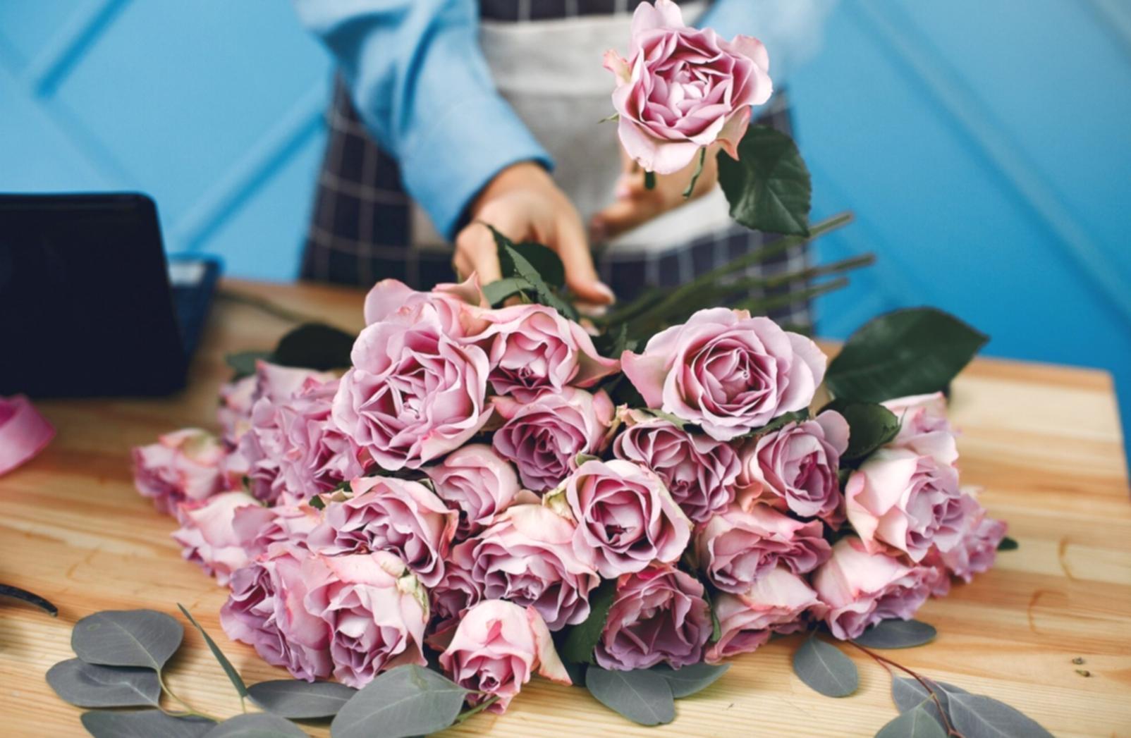 Colorful seasonal flowers arranged in a beautiful pattern showcasing sustainable floristry techniques